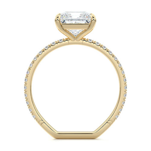 Mira - Princess Yellow Gold Engagement Ring Profile View | Nura Lab