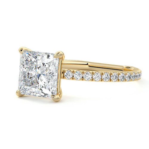 Mira - Princess Yellow Gold Engagement Ring Detail View | Nura Lab