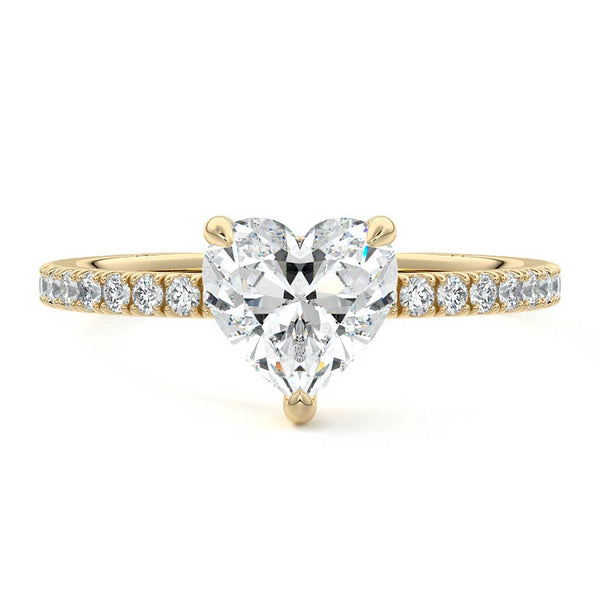 Mira - Heart Pavé Solitaire Lab Grown Diamond Engagement Ring