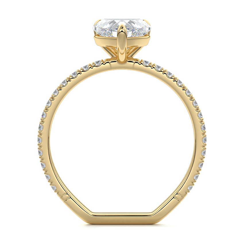 Mira - Heart Yellow Gold Engagement Ring Profile View | Nura Lab