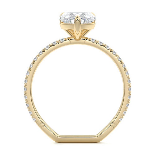 Mira - Heart Yellow Gold Engagement Ring Profile View | Nura Lab