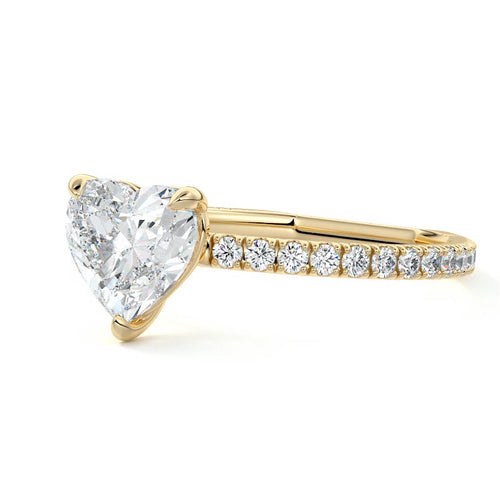 Mira - Heart Yellow Gold Engagement Ring Detail View | Nura Lab