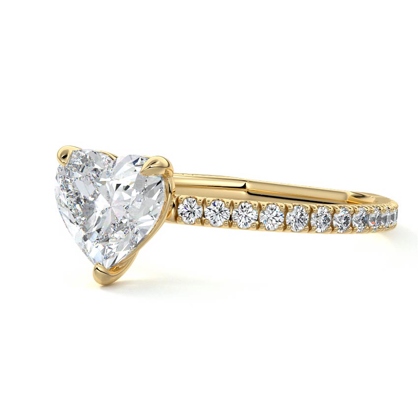 Mira heart pavé solitaire lab grown diamond engagement ring in yellow gold