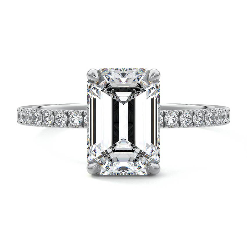 Mira - Emerald Cut White Gold Lab Grown Diamond Engagement Ring | Nura Lab