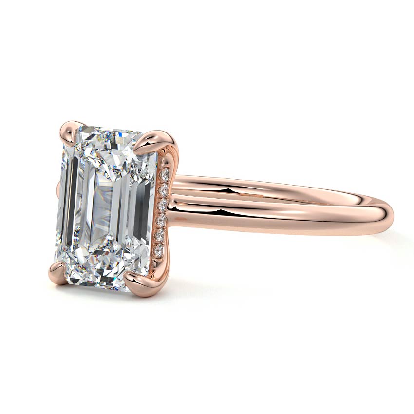 Mireya - Emerald Cut Rose Gold Lab Grown Diamond Engagement Ring | Nura Lab