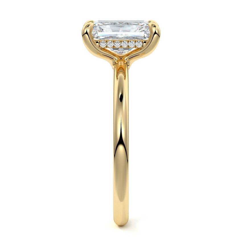 Mireya - Radiant Yellow Gold Engagement Ring Side View | Nura Lab