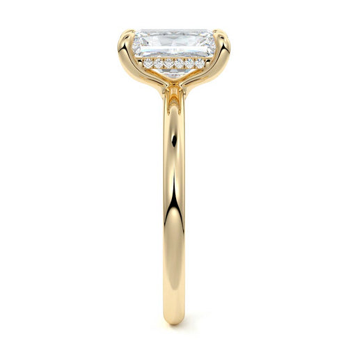 Mireya - Radiant Yellow Gold Engagement Ring Side View | Nura Lab