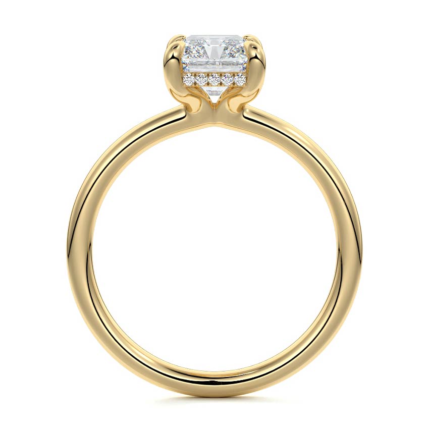 Mireya - Radiant Yellow Gold Engagement Ring Profile View | Nura Lab