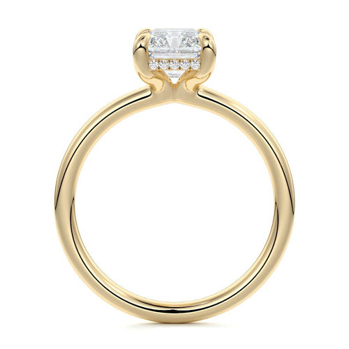 Mireya - Radiant Yellow Gold Engagement Ring Profile View | Nura Lab