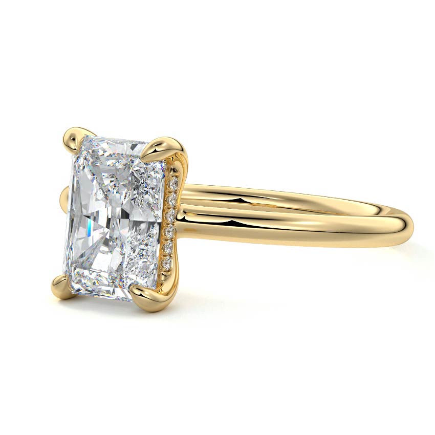 Mireya - Radiant Yellow Gold Engagement Ring Detail View | Nura Lab