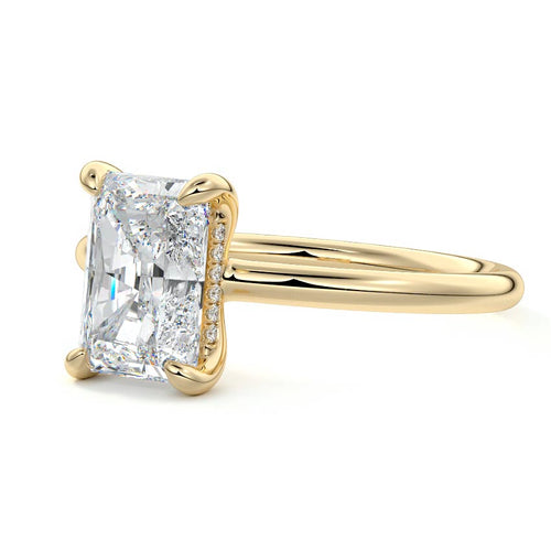 Mireya - Radiant Yellow Gold Engagement Ring Detail View | Nura Lab