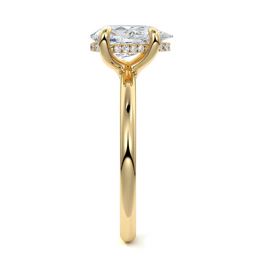 Mireya - Pear Yellow Gold Engagement Ring Side View | Nura Lab