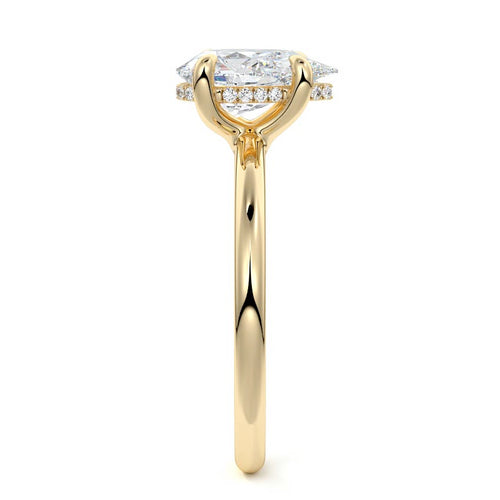 Mireya - Pear Yellow Gold Engagement Ring Side View | Nura Lab