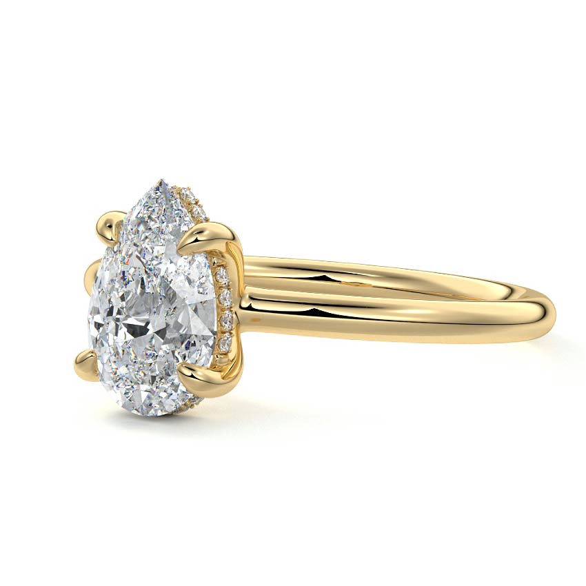 Mireya - Pear Yellow Gold Engagement Ring Detail View | Nura Lab