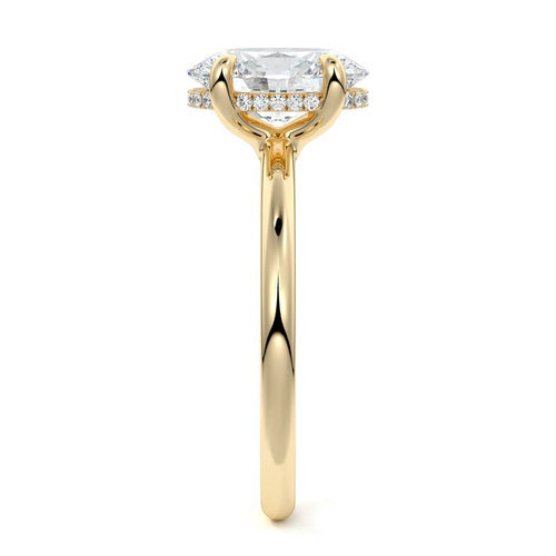 Mireya - Oval Yellow Gold Engagement Ring Side View | Nura Lab