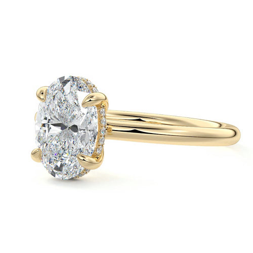Mireya - Oval Yellow Gold Engagement Ring Detail View | Nura Lab