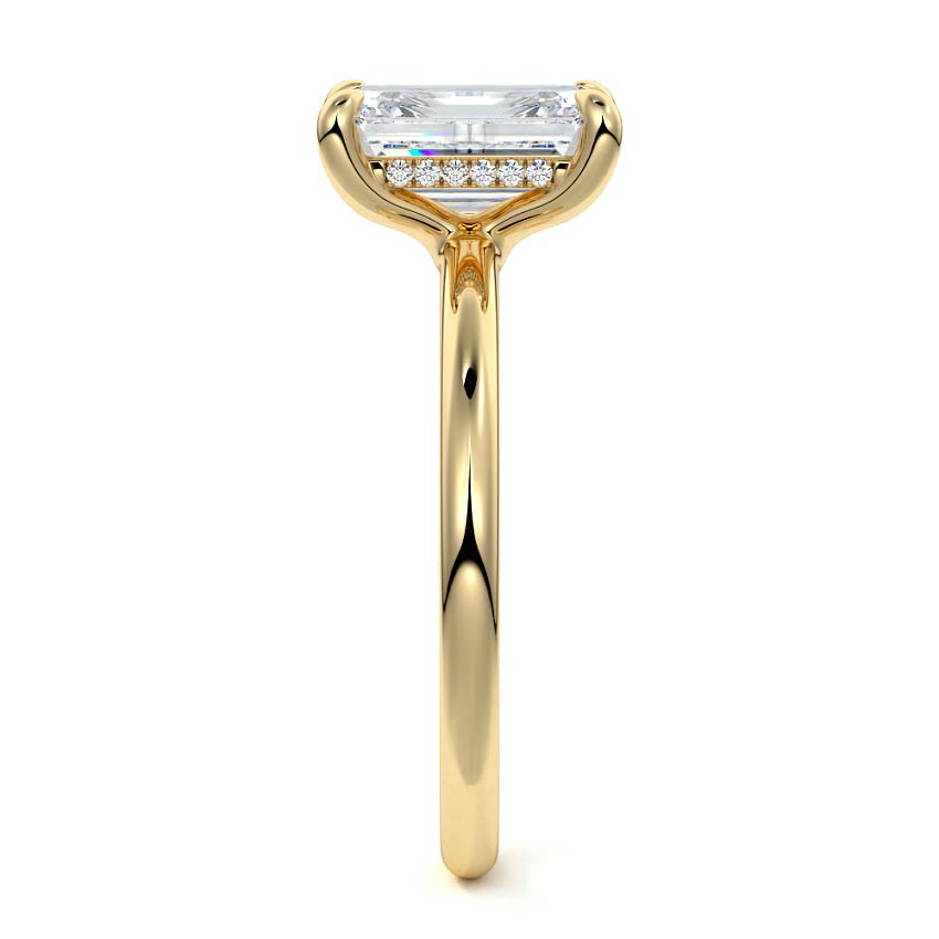 Mireya - Emerald Cut Yellow Gold Engagement Ring Side View | Nura Lab