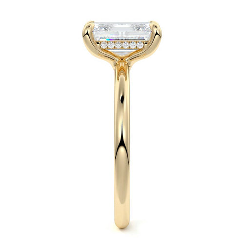 Mireya - Emerald Cut Yellow Gold Engagement Ring Side View | Nura Lab