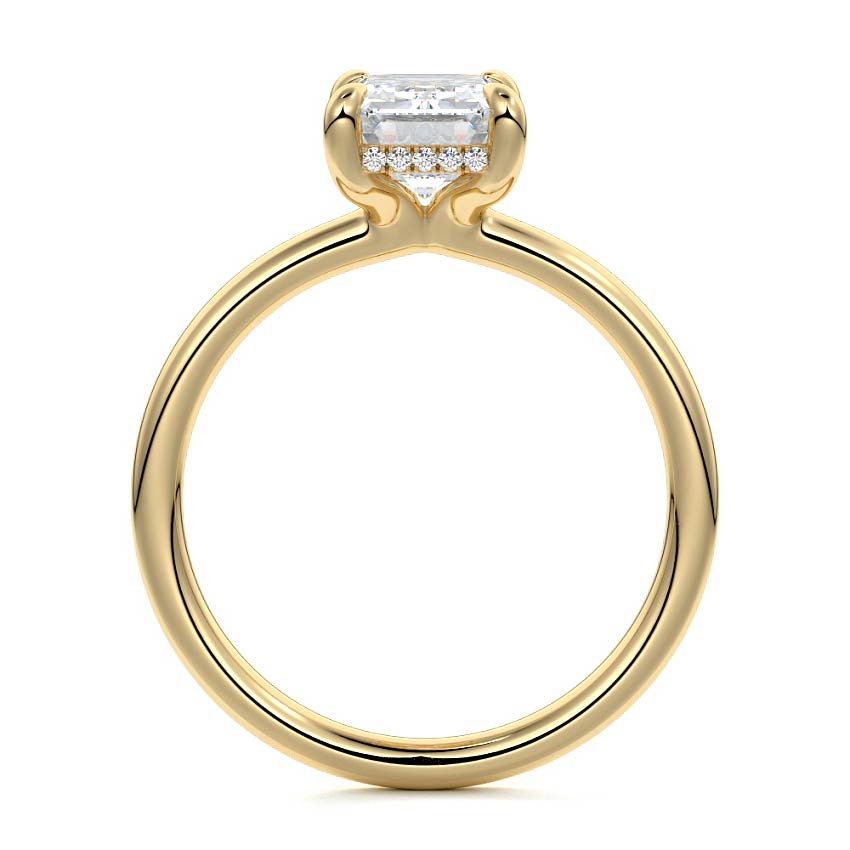 Mireya - Emerald Cut Yellow Gold Engagement Ring Profile View | Nura Lab