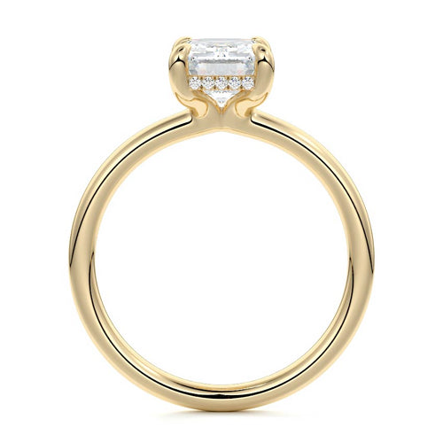 Mireya - Emerald Cut Yellow Gold Engagement Ring Profile View | Nura Lab