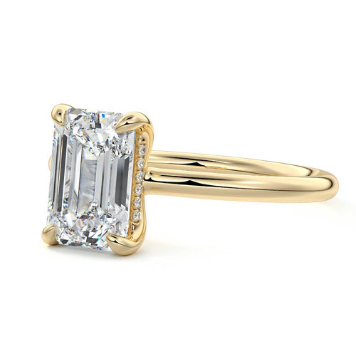 Mireya - Emerald Cut Yellow Gold Engagement Ring Detail View | Nura Lab