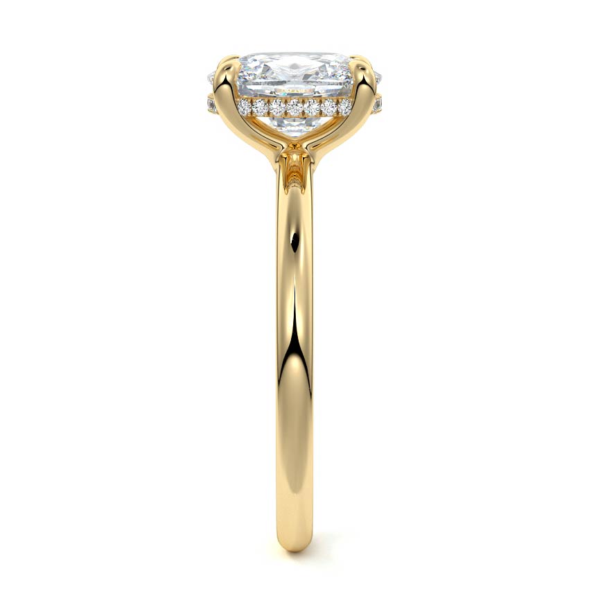 Mireya - Cushion Yellow Gold Engagement Ring Side View | Nura Lab