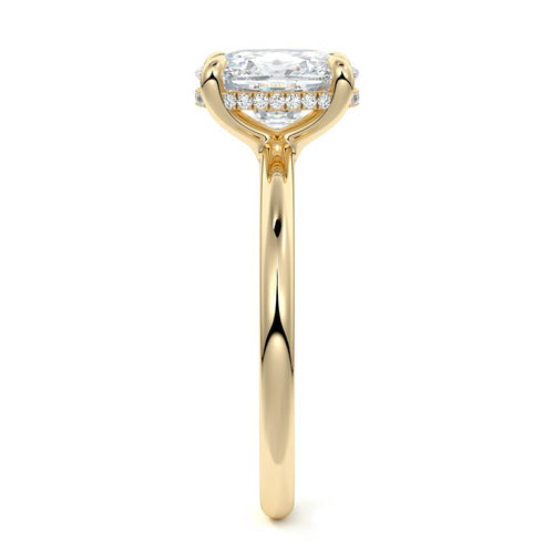 Mireya - Cushion Yellow Gold Engagement Ring Side View | Nura Lab
