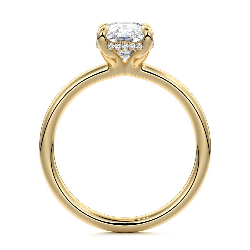 Mireya - Cushion Yellow Gold Engagement Ring Profile View | Nura Lab