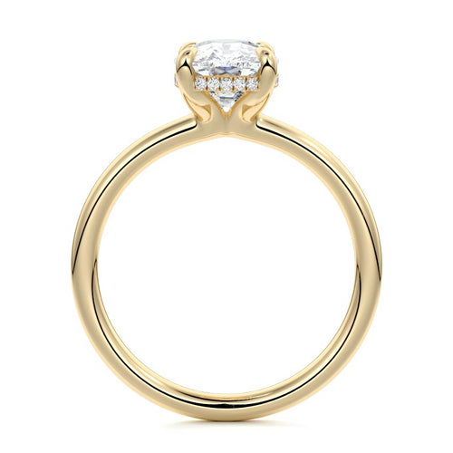 Mireya - Cushion Yellow Gold Engagement Ring Profile View | Nura Lab