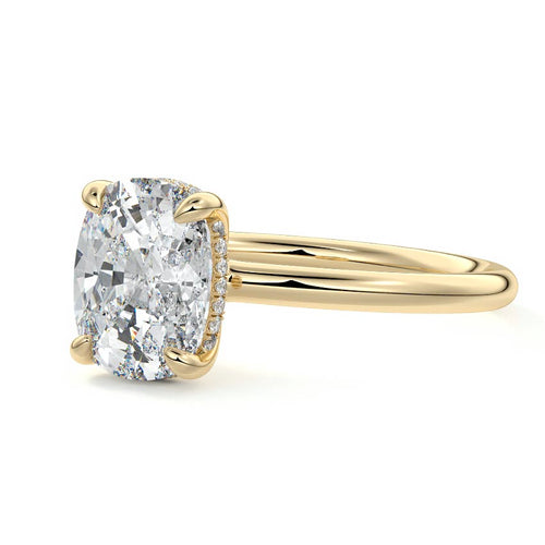 Mireya - Cushion Yellow Gold Engagement Ring Detail View | Nura Lab