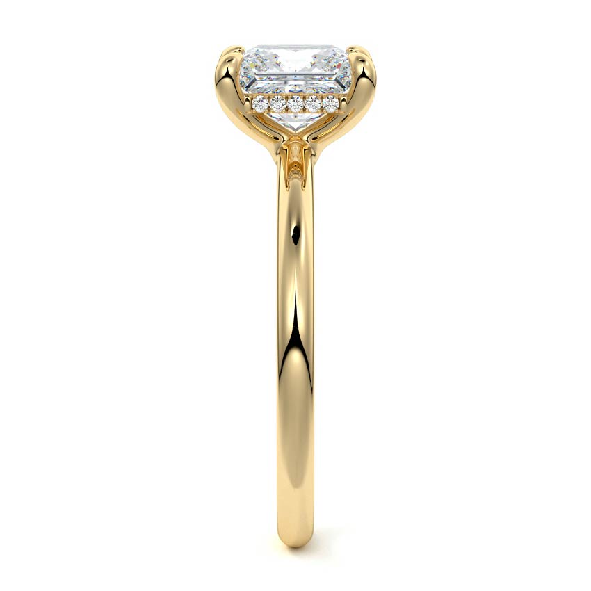 Mireya - Princess Yellow Gold Engagement Ring Side View | Nura Lab