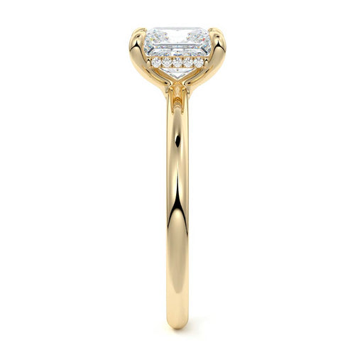 Mireya - Princess Yellow Gold Engagement Ring Side View | Nura Lab