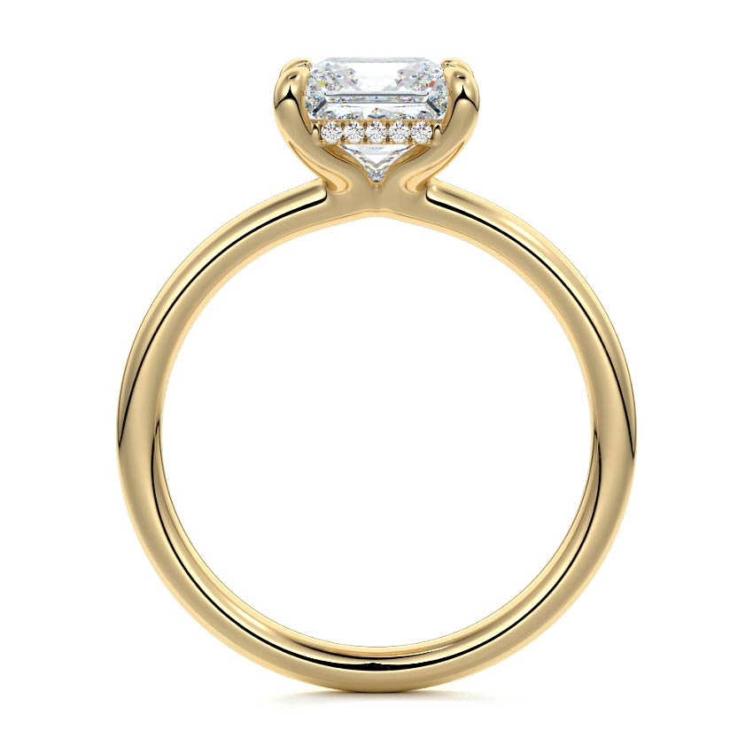 Mireya - Princess Yellow Gold Engagement Ring Profile View | Nura Lab