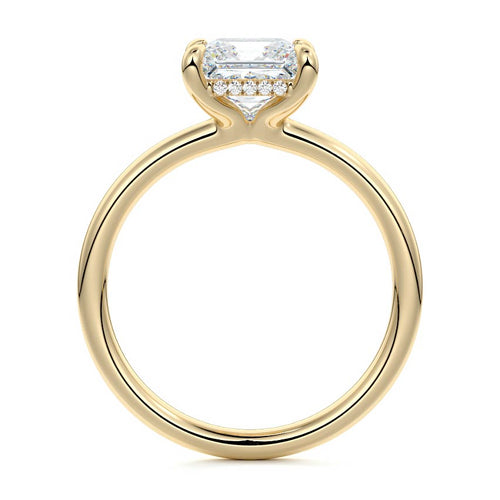 Mireya - Princess Yellow Gold Engagement Ring Profile View | Nura Lab