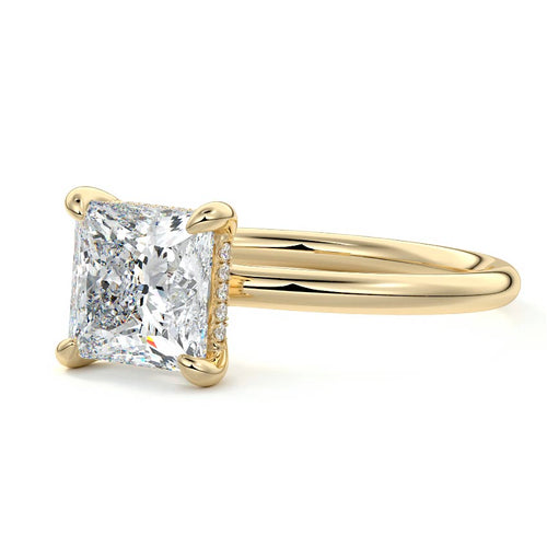 Mireya - Princess Yellow Gold Engagement Ring Detail View | Nura Lab