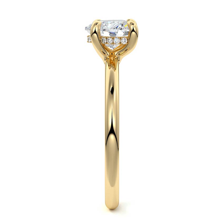Mireya - Heart Yellow Gold Engagement Ring Side View | Nura Lab
