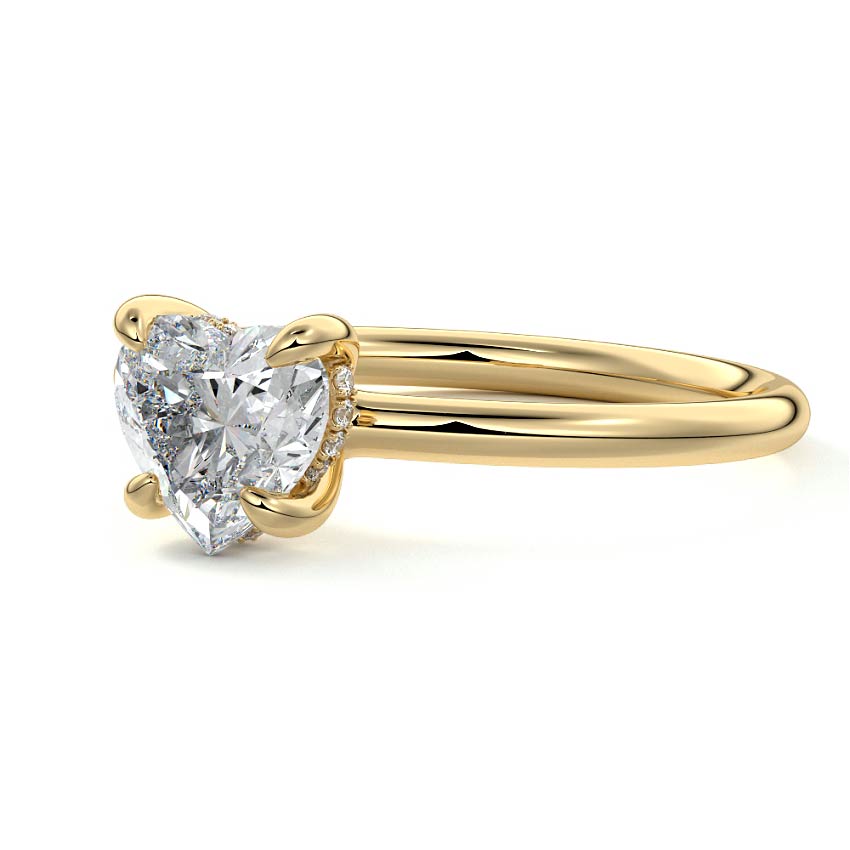 Mireya - Heart Yellow Gold Engagement Ring Detail View | Nura Lab