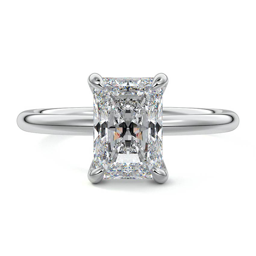 Mireya radiant hidden halo solitaire lab grown diamond engagement ring in white gold