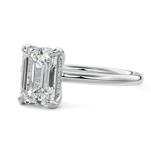 Mireya - Emerald Cut Platinum Lab Grown Diamond Engagement Ring | Nura Lab