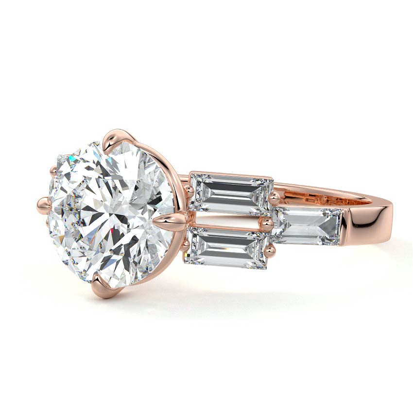 Nella - Round Rose Gold Lab Grown Diamond Engagement Ring | Nura Lab