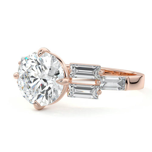 Nella - Round Rose Gold Lab Grown Diamond Engagement Ring | Nura Lab