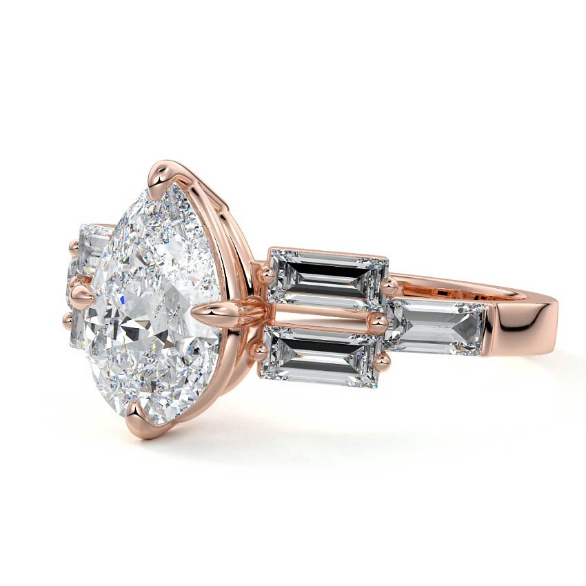 Nella - Pear Rose Gold Lab Grown Diamond Engagement Ring | Nura Lab