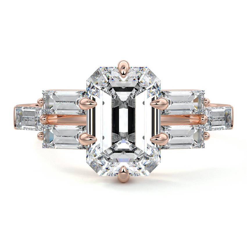 Nella - Emerald Cut Rose Gold Lab Grown Diamond Engagement Ring | Nura Lab