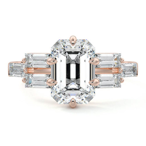 Nella - Emerald Cut Rose Gold Lab Grown Diamond Engagement Ring | Nura Lab