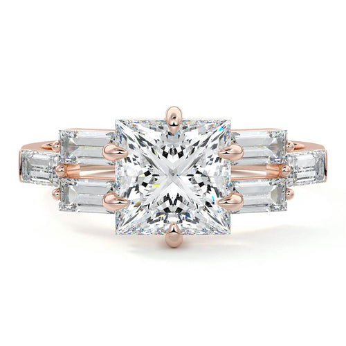 Nella - Princess Rose Gold Lab Grown Diamond Engagement Ring | Nura Lab