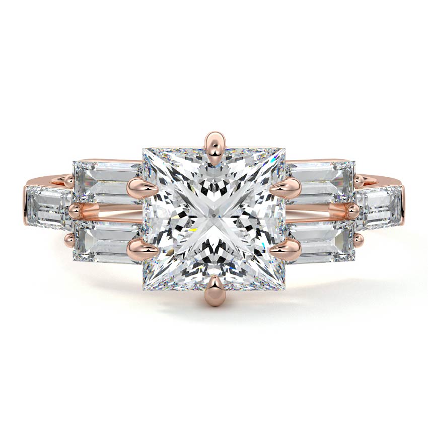 Nella princess three-stone lab grown diamond engagement ring in rose gold