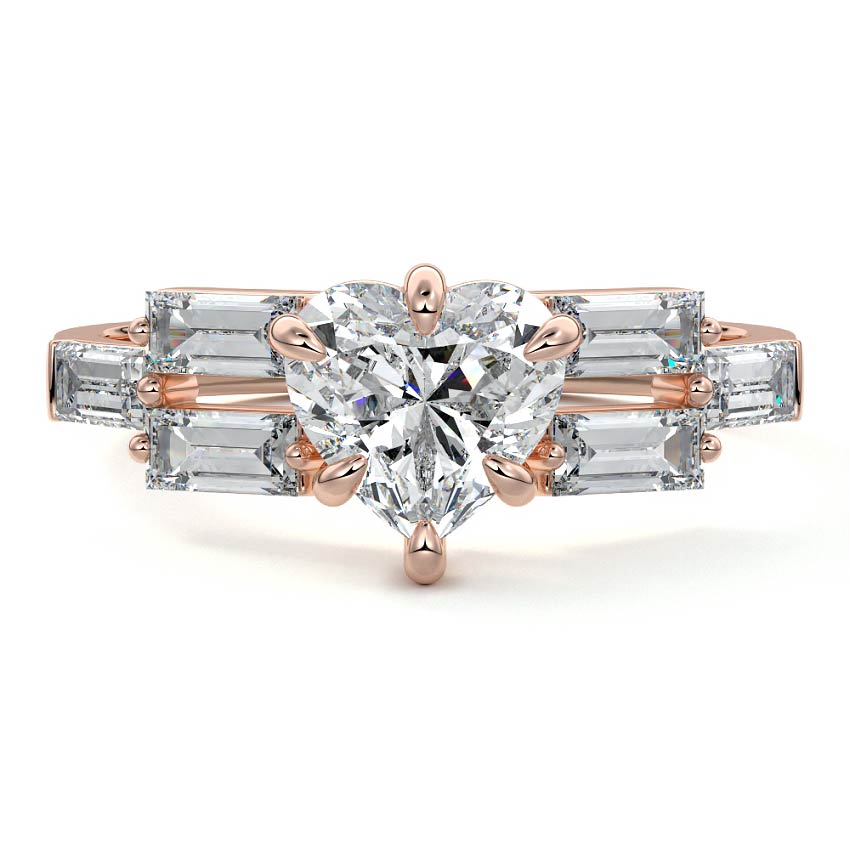 Nella - Heart Rose Gold Lab Grown Diamond Engagement Ring | Nura Lab
