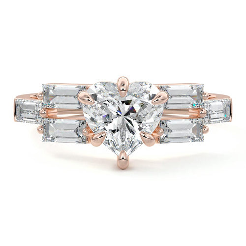 Nella - Heart Rose Gold Lab Grown Diamond Engagement Ring | Nura Lab