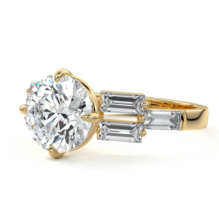Nella - Round Yellow Gold Lab Grown Diamond Engagement Ring | Nura Lab