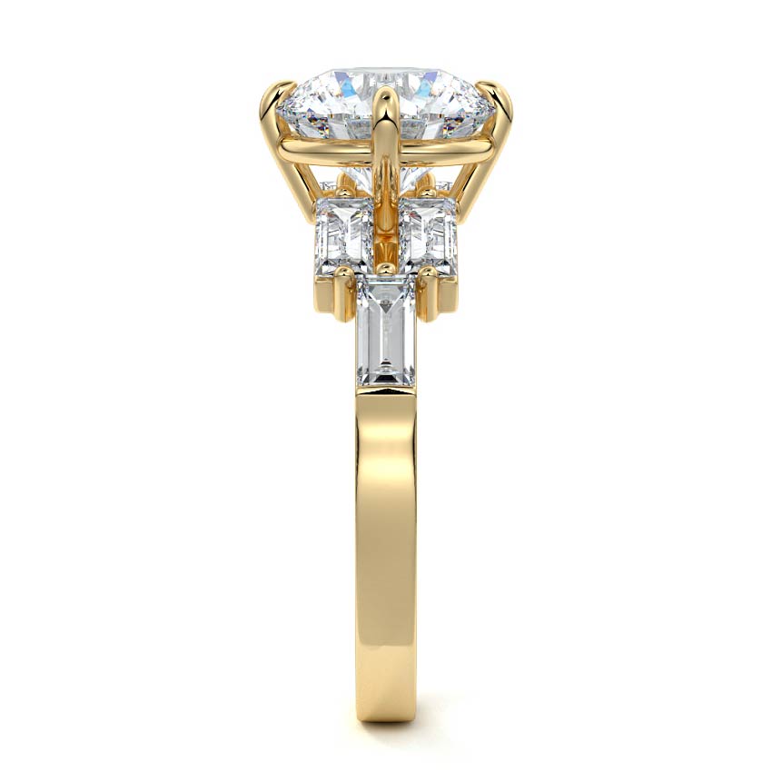 Nella - Round Yellow Gold Engagement Ring Side View | Nura Lab